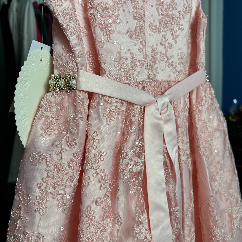 AMERICAN PRINCESS PINK DRESS GIRL’S SIZE 7 FORMAL WEDDING - Picture 6 of 7